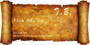 Tick Béla névjegykártya